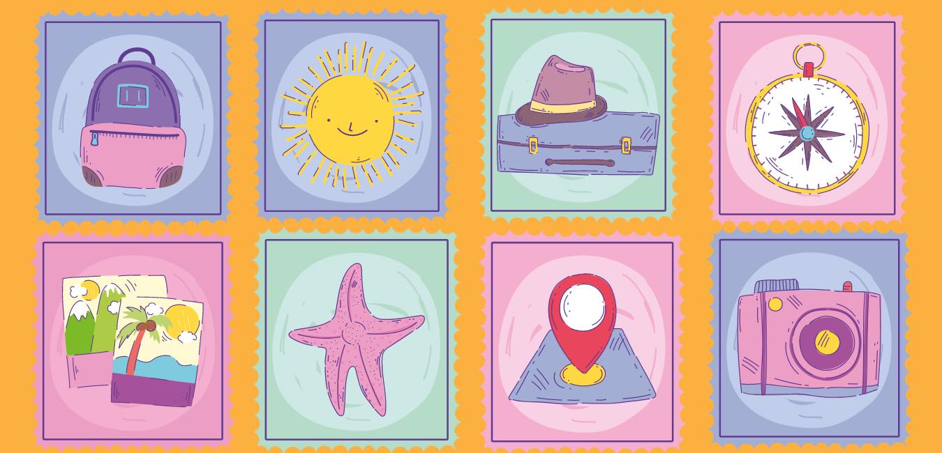 immagini grafiche che rappresentano le vacanze estive